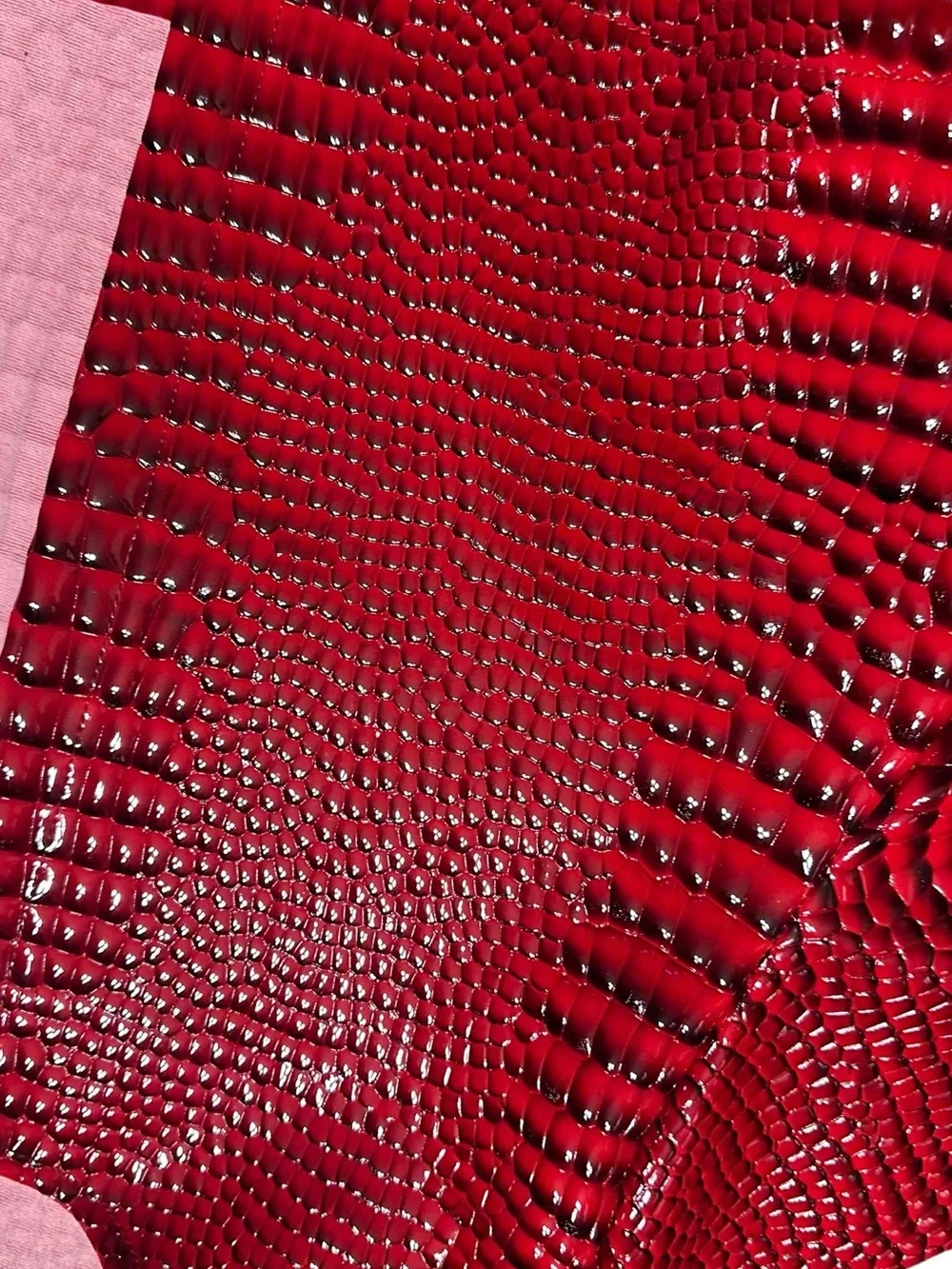 Textured Red Cropped Open Front Jacket